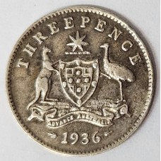 AUSTRALIA 1936 . THREEPENCE . 8 PEARLS